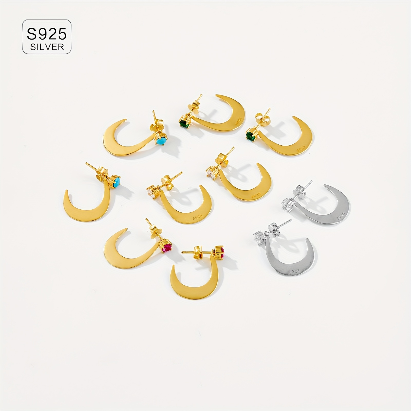 Women's Elegant 925 Silver Earrings with Irregular Geometric Zirconia